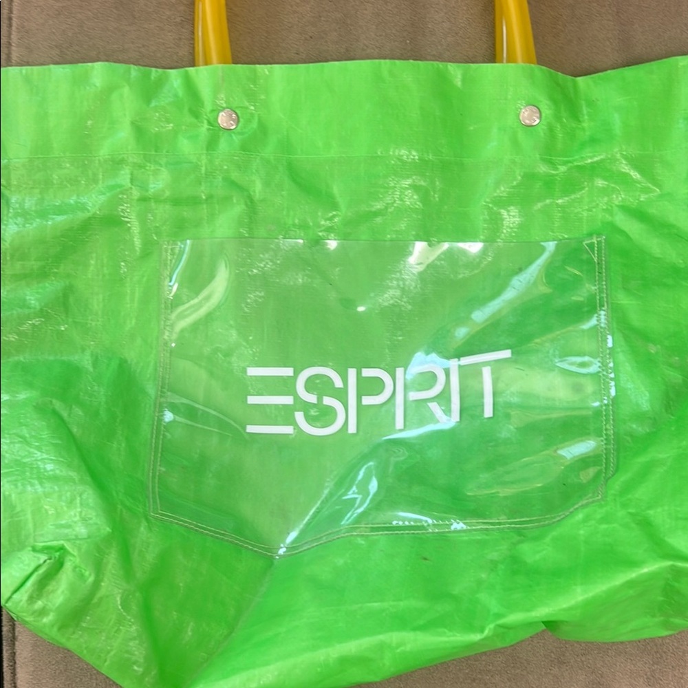 Esprit Lime Green Tote with Mustard Handles